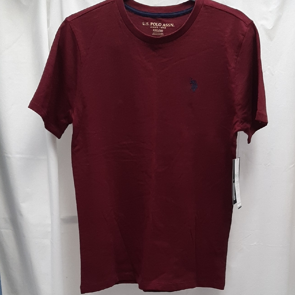 New U.S. Polo Assn. Boy's Burgundy Short Sleeve Cotton Tee Sz XXL 18